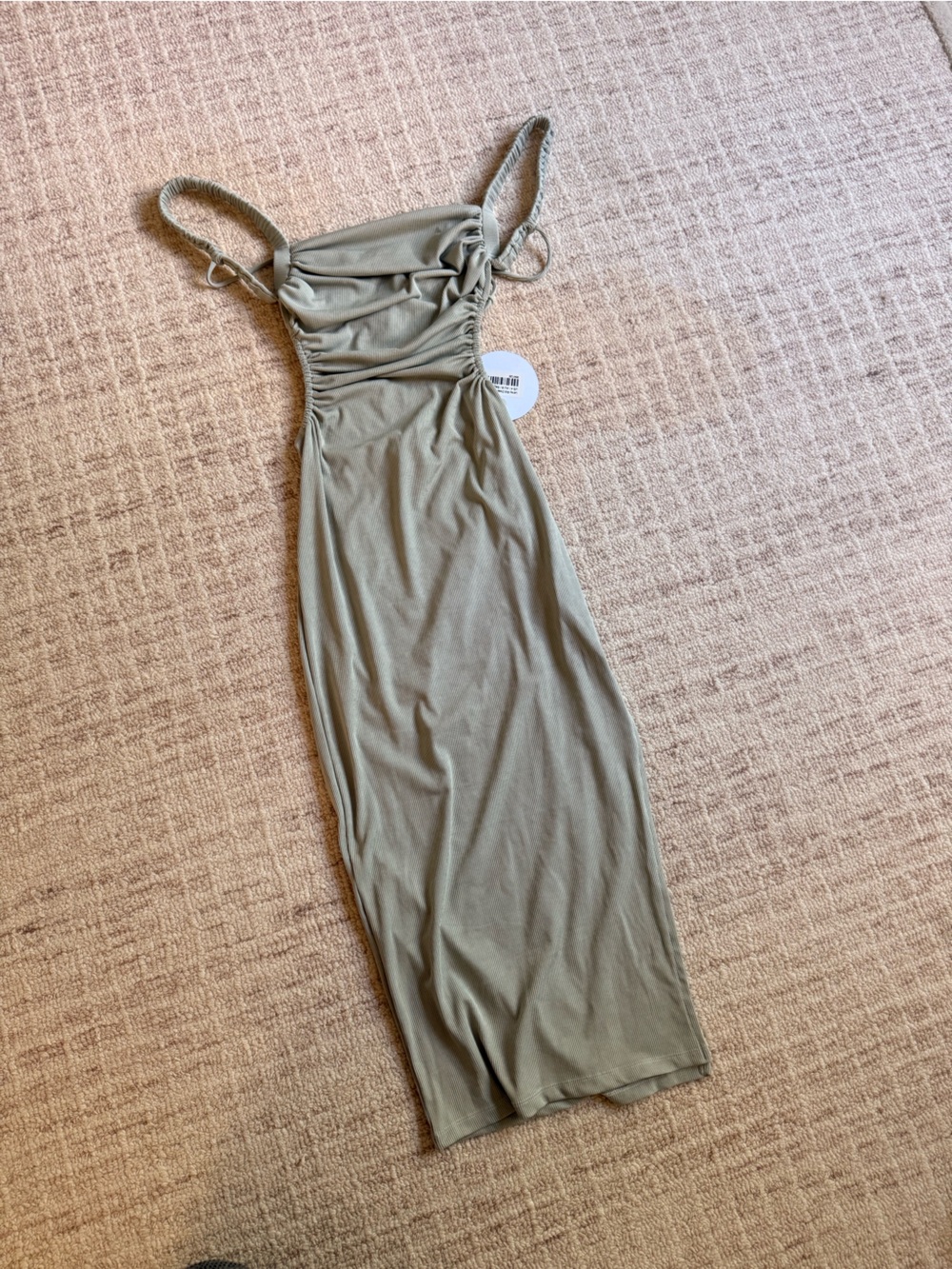 Princess Polly Backless Light Green Ruched Midi Dress